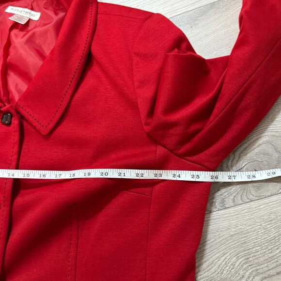 John Meyer Womens Blazer Jacket Plus Size 22W Red VTG Y2K Black Stitching Accent - Picture 9 of 16